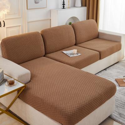 2022新款毛圈雕花系列—沙发坐垫套（风格一） M码（长65-100*宽45-65*厚5-20cm） 驼色格子