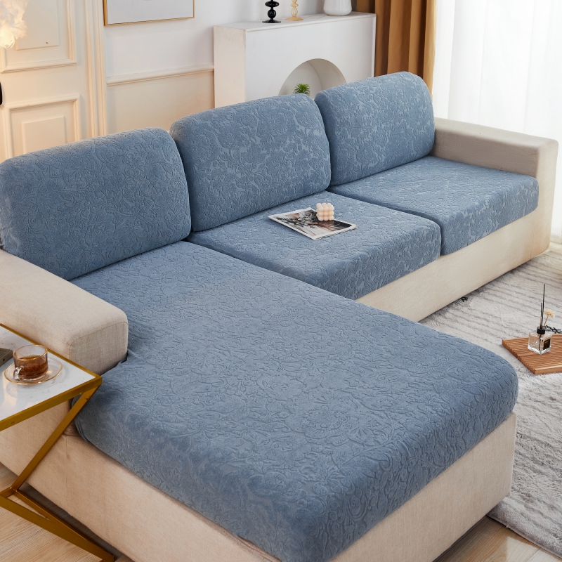2022新款毛圈雕花系列—沙发坐垫套（风格一） M码（长65-100*宽45-65*厚5-20cm） 欧式花浅灰