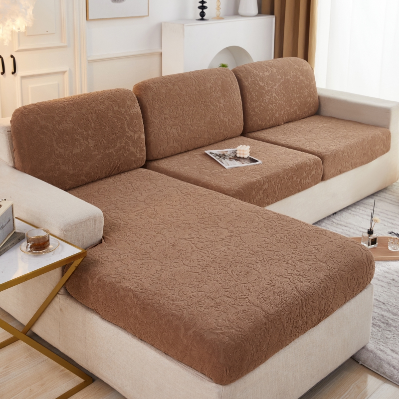 2022新款毛圈雕花系列—沙发坐垫套（风格一） M码（长65-100*宽45-65*厚5-20cm） 欧式花驼色