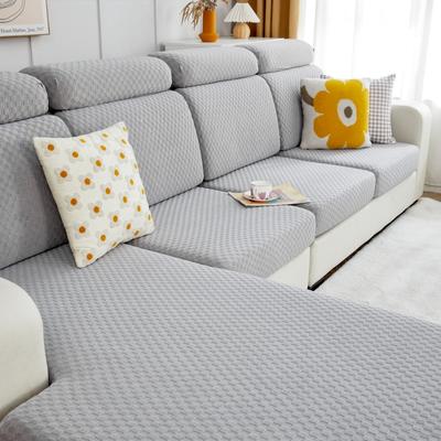 2022新款毛圈雕花系列—沙发坐垫套（风格二） M码（长65-100*宽45-65*厚5-20cm） 格子-浅灰