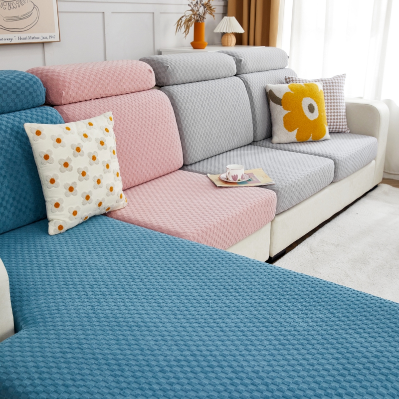 2022新款毛圈雕花系列—沙发坐垫套（风格二） M码（长65-100*宽45-65*厚5-20cm） 格子-拼色1