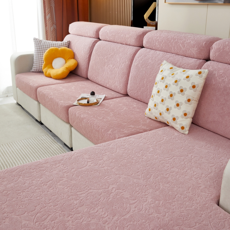 2022新款毛圈雕花系列—沙发坐垫套（风格二） M码（长65-100*宽45-65*厚5-20cm） 欧式花-暗粉