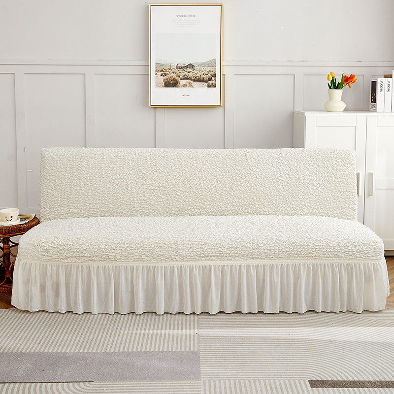 2023新款高端日式皱皱布裙边沙发床套 中号160-190cm长度范围 奶油白