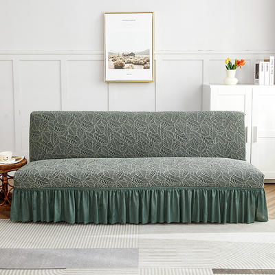 2022新款高端加厚浮雕提花系列沙发床裙边款 中号160-190cm长度范围 叶子-橄榄绿