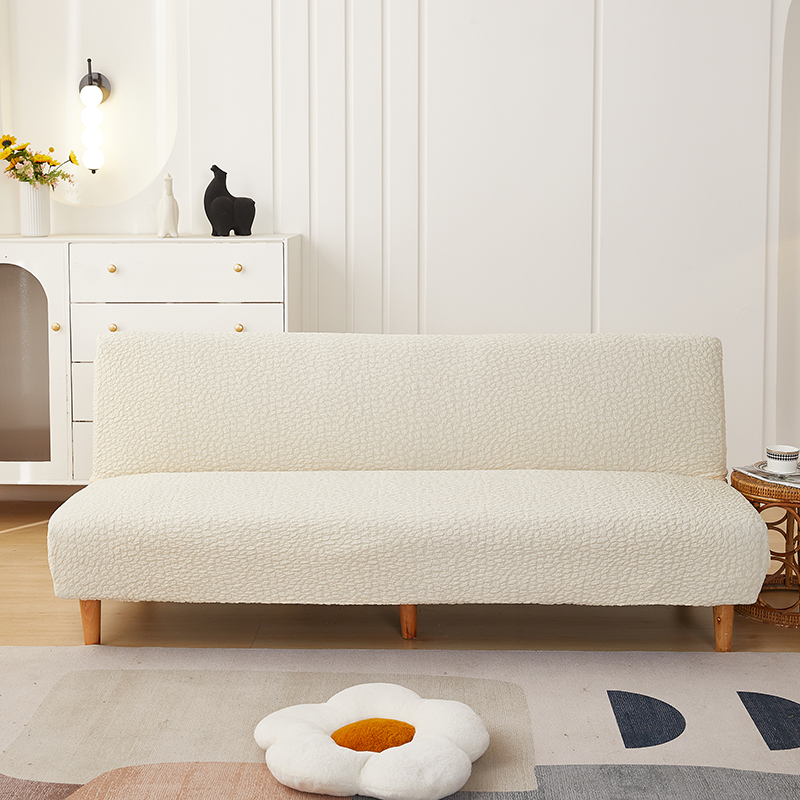 2023新款浮雕提花纯色系列松紧款沙发床套 均码：160-190cm 皓月白