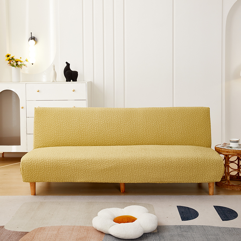 2023新款浮雕提花纯色系列松紧款沙发床套 均码：160-190cm 欧碧黄