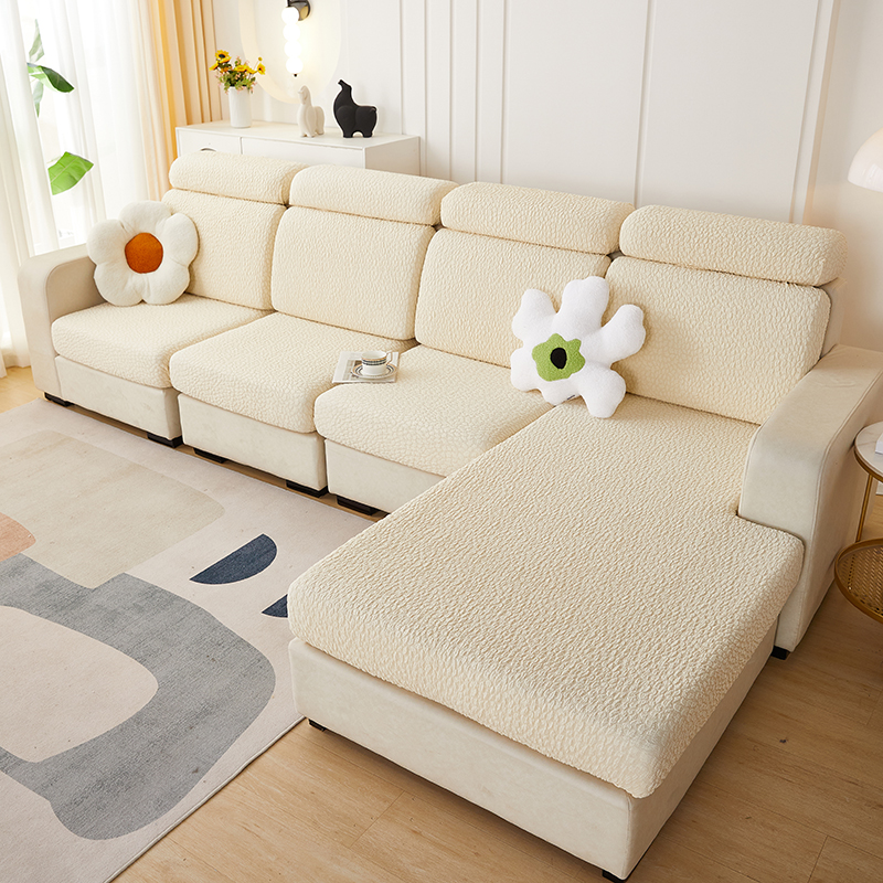 2023新款浮雕提花纯色系列沙发坐垫套 M码：宽50-70长75-120高5-20cm 皓月白