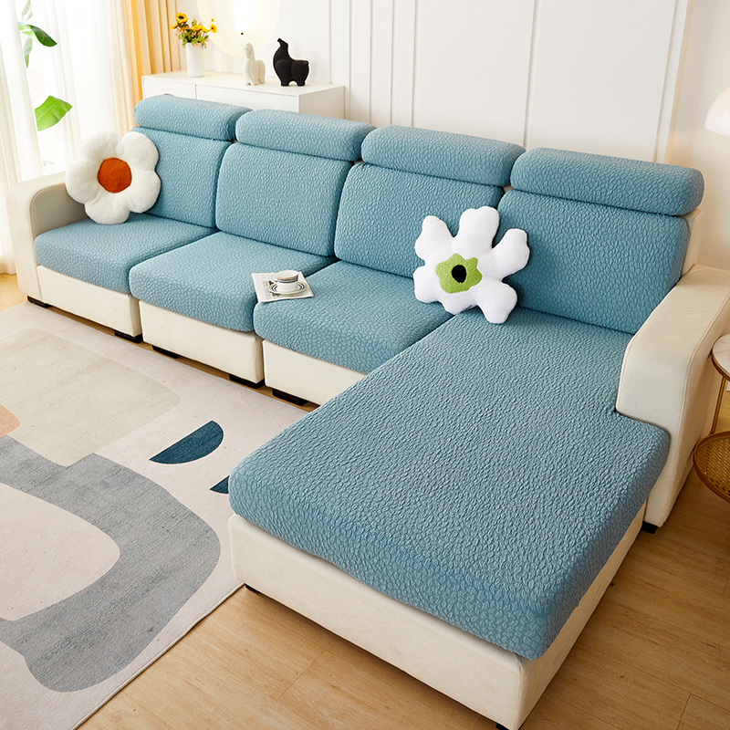 2023新款浮雕提花纯色系列沙发坐垫套 M码：宽50-70长75-120高5-20cm 秋波浅蓝