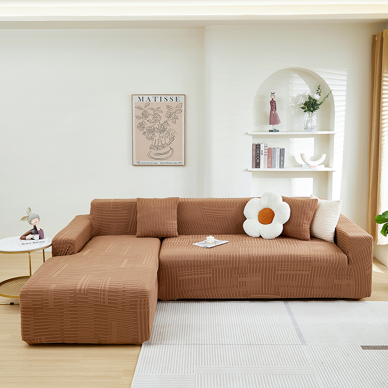 2023新款提花绒（幸福）系列沙发套贵妃图 单人 幸福-卡驼
