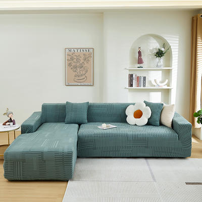 2023新款提花绒（幸福）系列沙发套贵妃图 单人 幸福-松绿