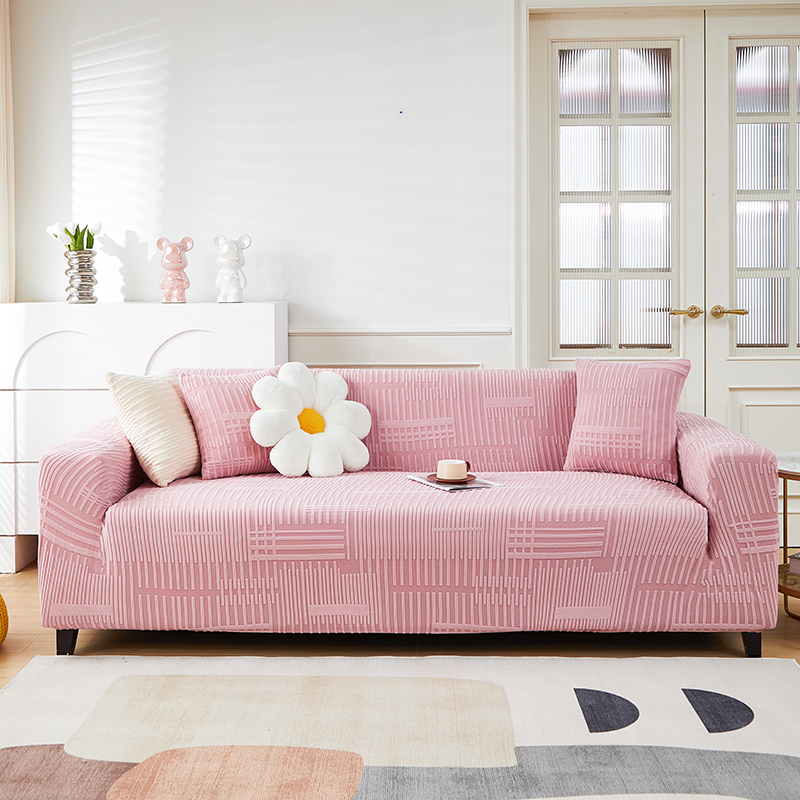 2023新款提花绒（幸福）系列沙发套三人图 单人 幸福-脂粉