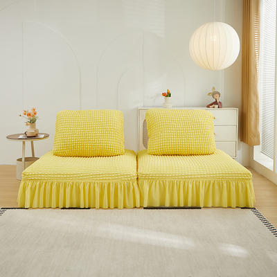 2024新款直播热卖泡泡爆米花系列-模块方块沙发套 大号三件套 柠檬黄