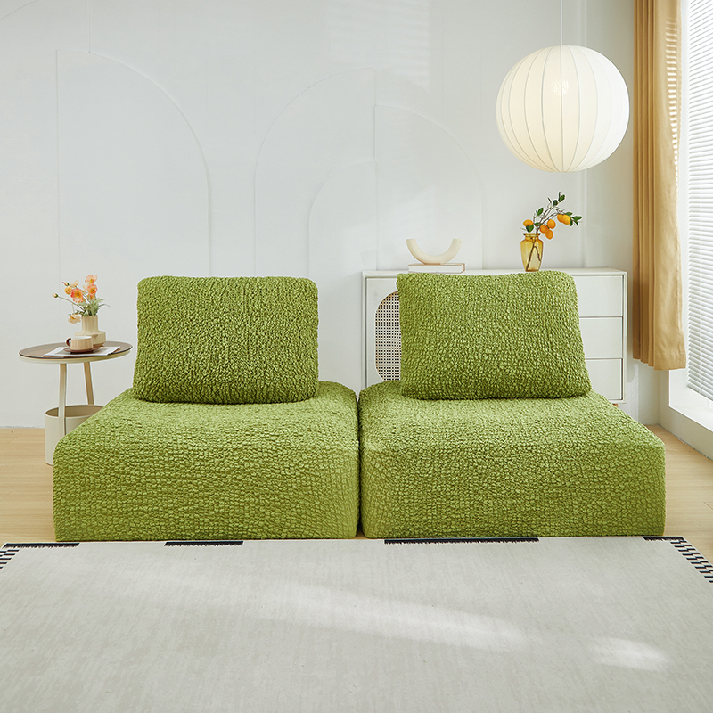 2024新款高端日式皱皱布系列-模块方块沙发套 大号三件套 橄榄绿