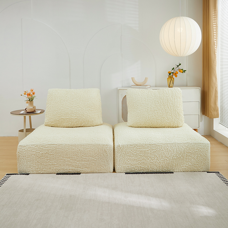 2024新款高端日式皱皱布系列-模块方块沙发套 大号三件套 奶油白