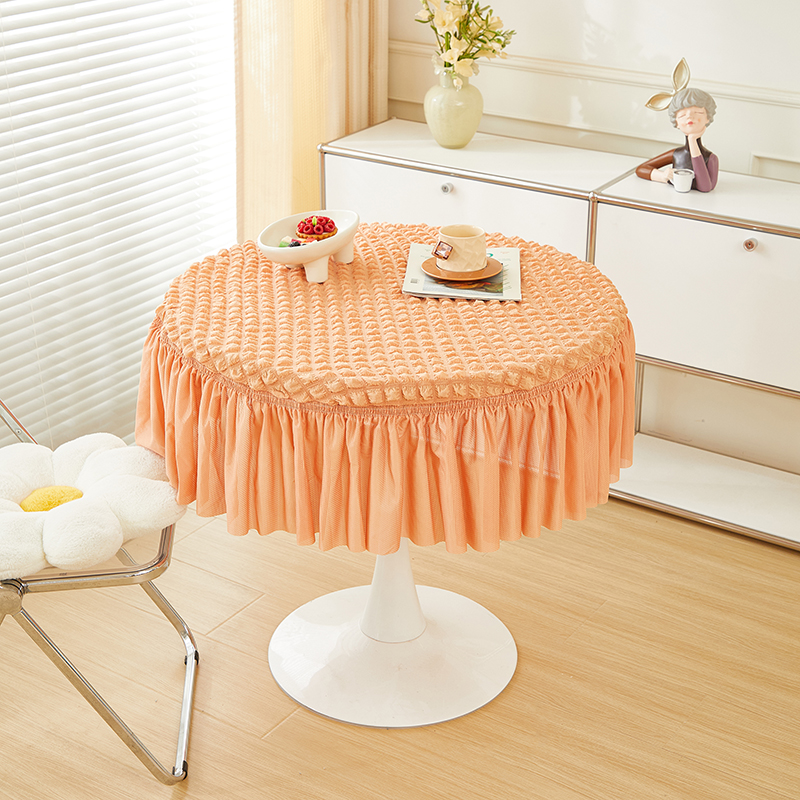 2024新款直播热卖泡泡爆米花系列-爆米花圆形桌罩 直径  70cm 橙色