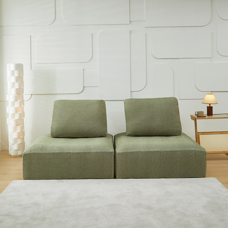 2024新款仿麻雪尼尔系列模块方块沙发套 小号三件套 抹茶绿
