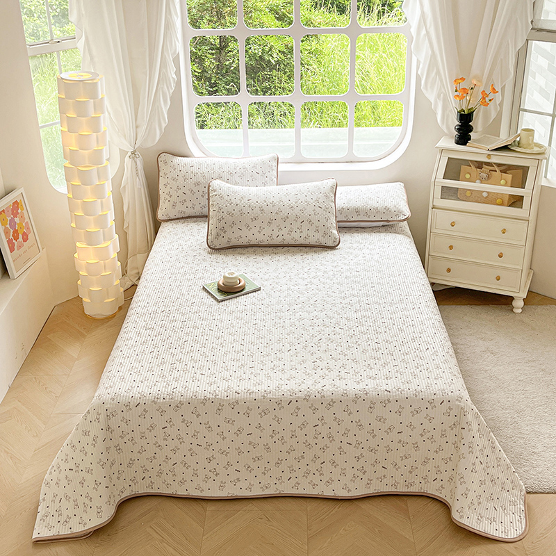 2023新款13070全棉夹棉床盖多功能沙发毯盖被风格一 180cmx220cm单床盖 兔如奇来