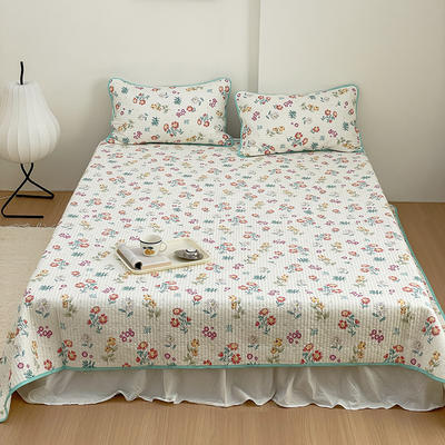 2023新款13070全棉夹棉床盖多功能沙发毯盖被风格二 180cmx220cm单床盖 花园秘境