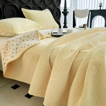 2023新款暖茉系列全棉牛奶绒精密绗缝包边水洗床盖