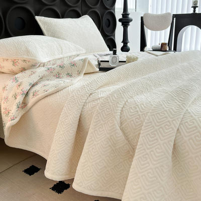 2023新款暖茉系列全棉牛奶绒精密绗缝包边水洗床盖 150*200cm单床盖 暖茉-奶白