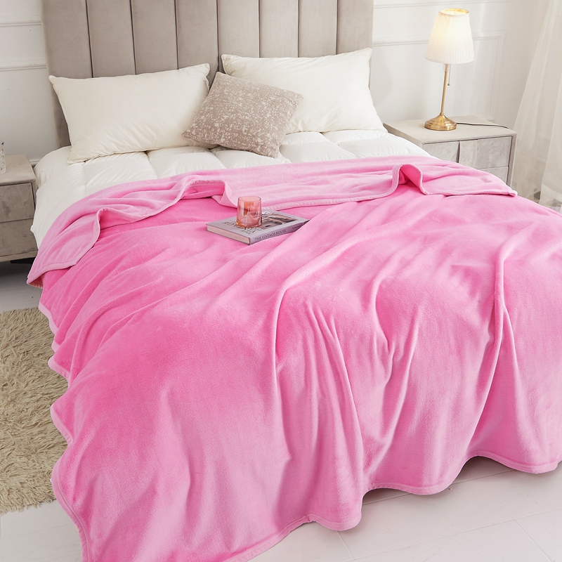 云貂绒300克毛毯法莱绒毛毯珊瑚绒素色毛毯羊羔绒纯色毛毯 150cmx200cm 粉色