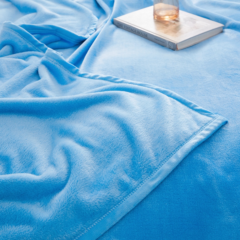 云貂绒300克毛毯法莱绒毛毯珊瑚绒素色毛毯羊羔绒纯色毛毯 150cmx200cm 天蓝