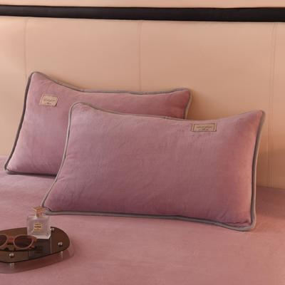 2023新款220克牛奶绒纯色单品系列-单枕套 包边枕套一对（48*74cm） 罗兰紫