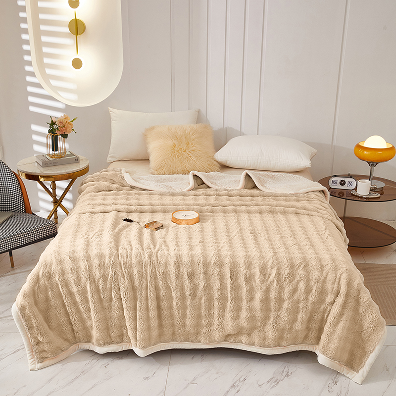 2023新款柔软兔兔绒毛毯 午睡毯休闲毯 1.5*2.0 驼色