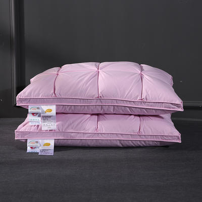 2021热款全棉羽绒枕面包款白鹅绒枕芯枕头 48x74 低枕粉色
