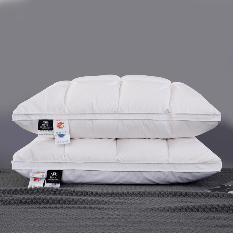 2022新款80s柔赛丝面包款三层羽绒枕枕芯鹅绒枕头 白色48x74cm低枕/只