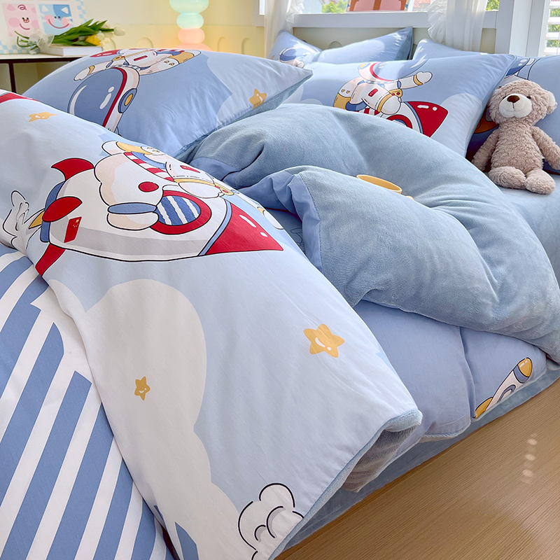 2025新款全棉豆豆绒系列四件套-棉加绒四件套系列 棉加绒-冲上云霄