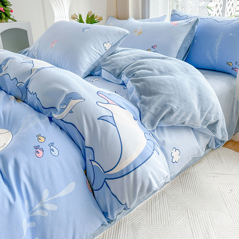 2025新款全棉豆豆绒系列四件套-棉加绒四件套系列 棉加绒-海洋世界