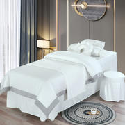 2021新款荷兰尼美容床罩系列四件套 185*70方头床罩四件套 白色+灰边