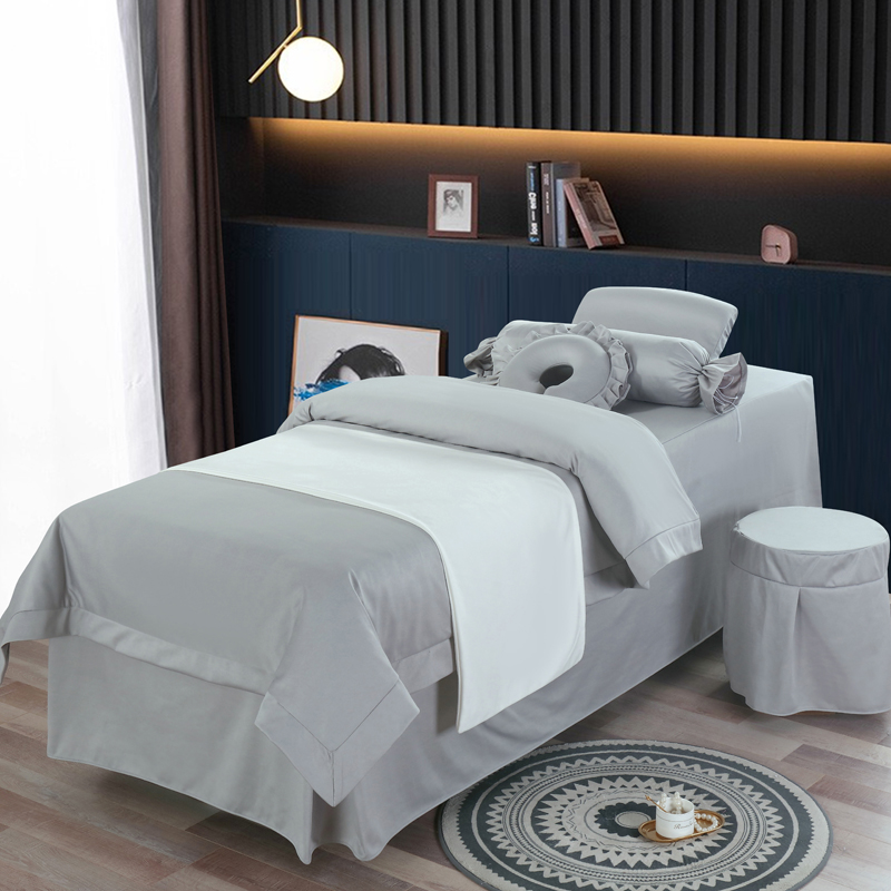 2021新款荷兰尼美容床罩系列四件套 185*70方头床罩四件套 浅灰色