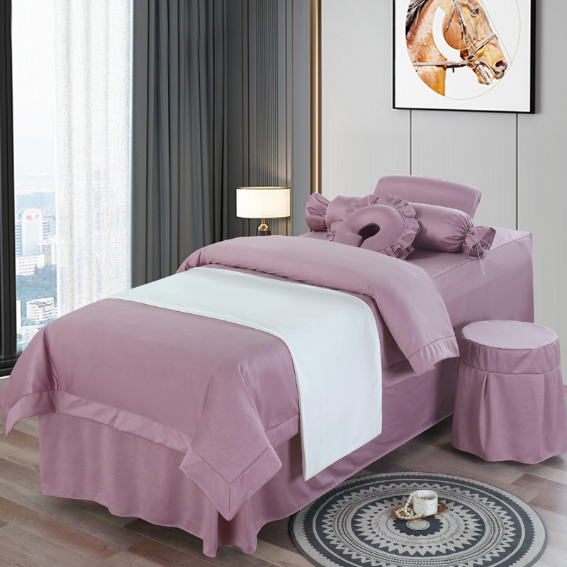 2021新款荷兰尼美容床罩系列四件套 185*70方头床罩四件套 紫色