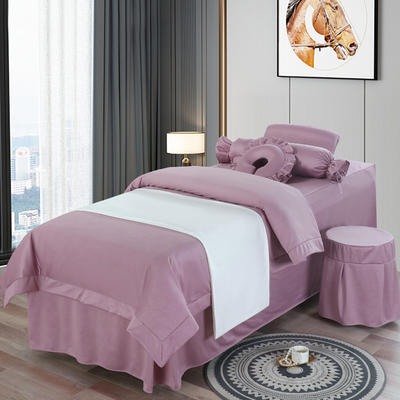 2021新款荷兰尼美容床罩系列四件套 185*70方头床罩四件套 紫色