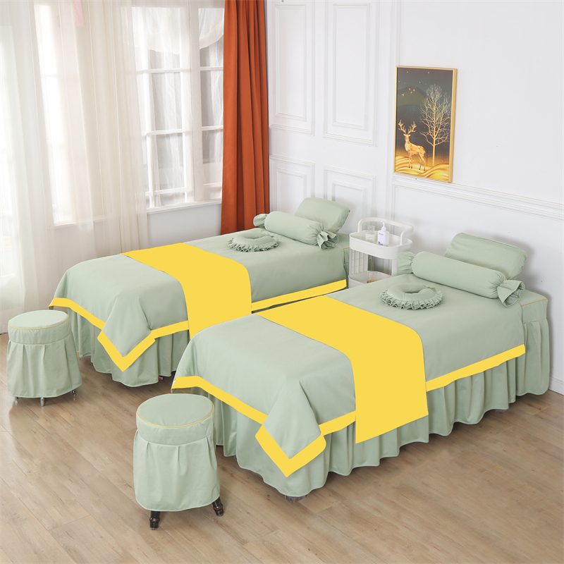 2022新款加厚荷兰尼美容床罩系列四件套 190*70-80通用床单款四件套 果绿色