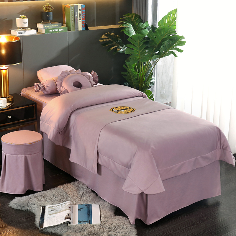 2021新款澳洲莫兰尼美容床罩四件套--格调 70*185方头床罩四件套（包含被芯） 格调-贵妃紫