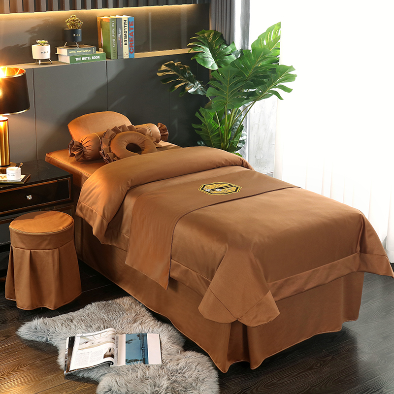 2021新款澳洲莫兰尼美容床罩四件套--格调 70*185方头床罩四件套（包含被芯） 格调-咖啡