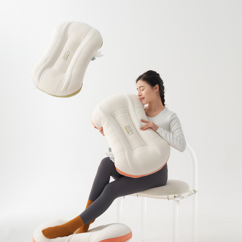 决明子花草枕芯日本SPA按摩枕头全棉慢回弹护颈枕一只装3D棉填充 橙色低枕