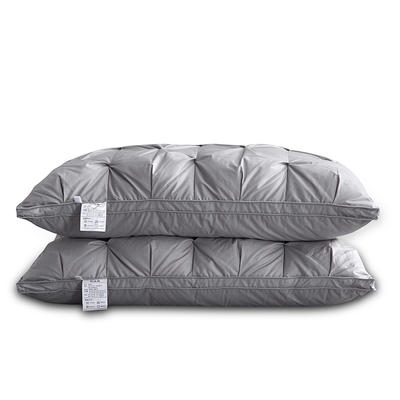 贝瑞 全棉扭花工艺羽绒枕头成人护颈枕芯家用单人助睡眠不塌陷 灰色-单只