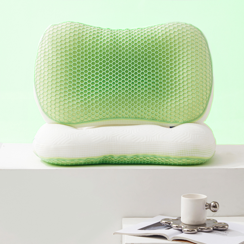 2023新款TPR舒睡马卡龙色系列枕头枕芯40*65cm 苹果绿枕芯+凉感丝枕套