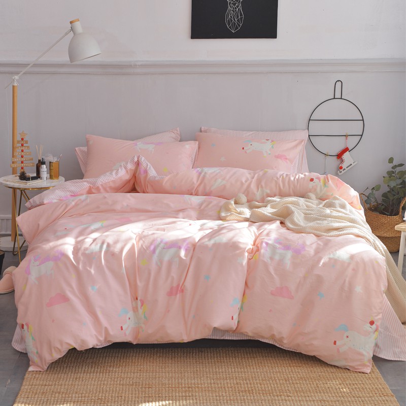 2019新款-小清新全棉四件套 床单款2.0m（6.6英尺）床 粉色情怀