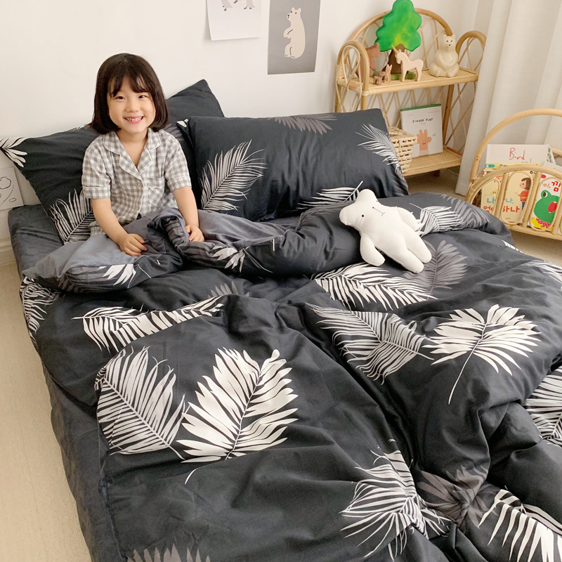 2019新款-全棉+水晶绒棉绒四件套小模特 床单款三件套1.2m（4英尺）床 羽墨