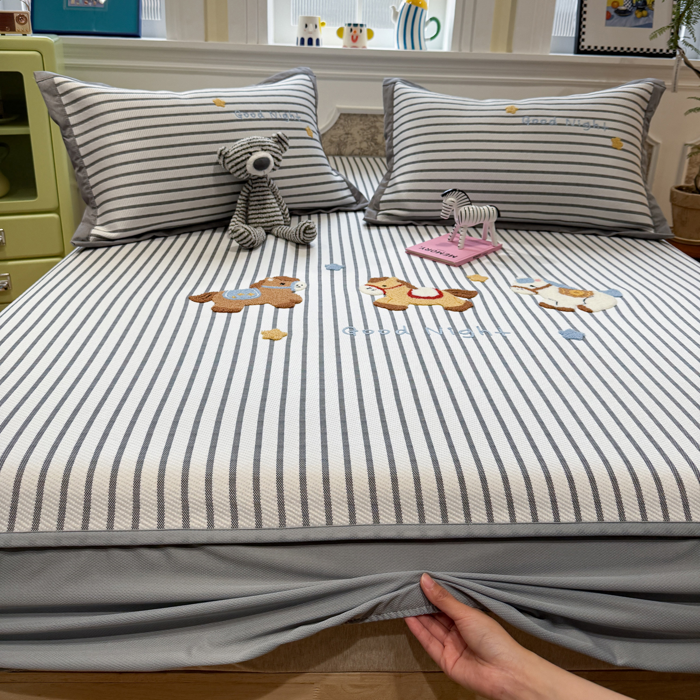 2026新款PE凉感绣花凉席床单床笠款 床笠款-马上有钱