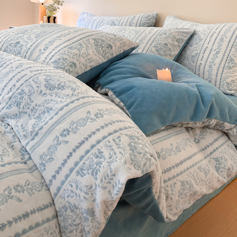 2025新款花卉雕花绒加厚保暖四件套