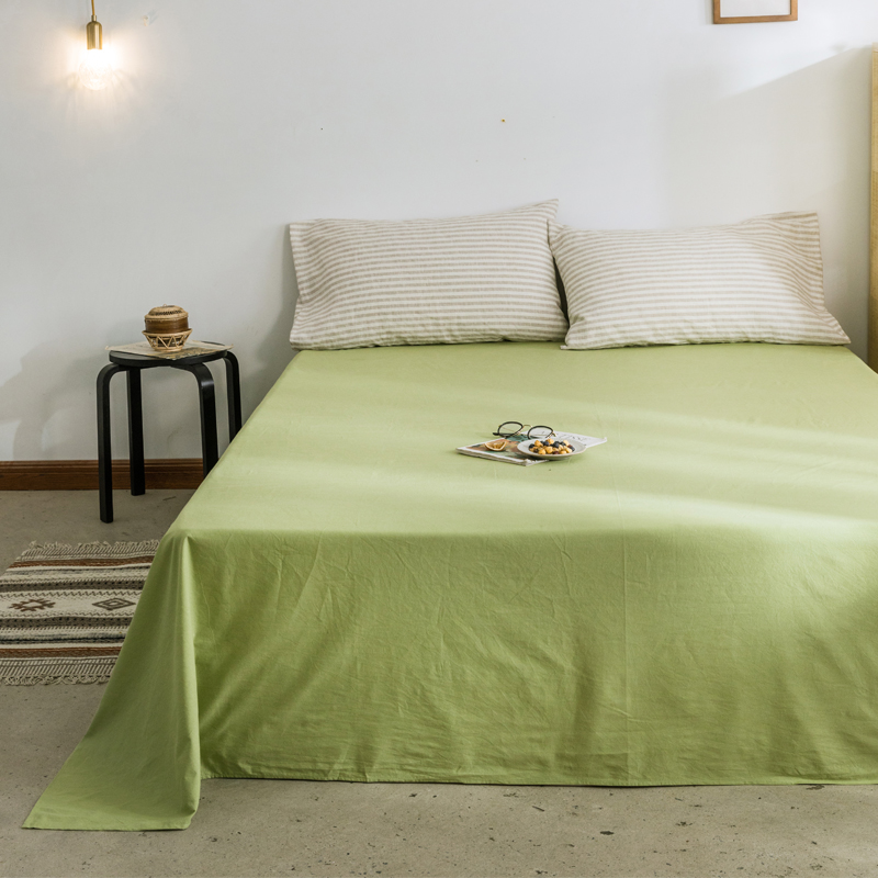 2021新款-全棉水洗棉单床单 120cmx230cm 果绿