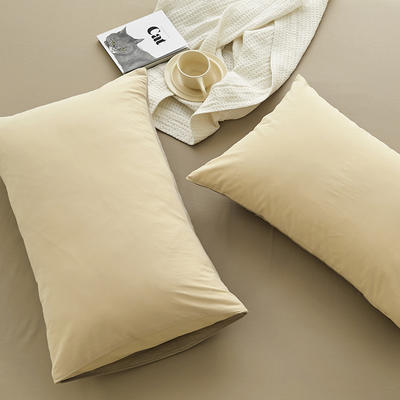 2022新款纯色拼色全棉水洗棉单枕套 48*74cm枕套/对 咖啡卡其