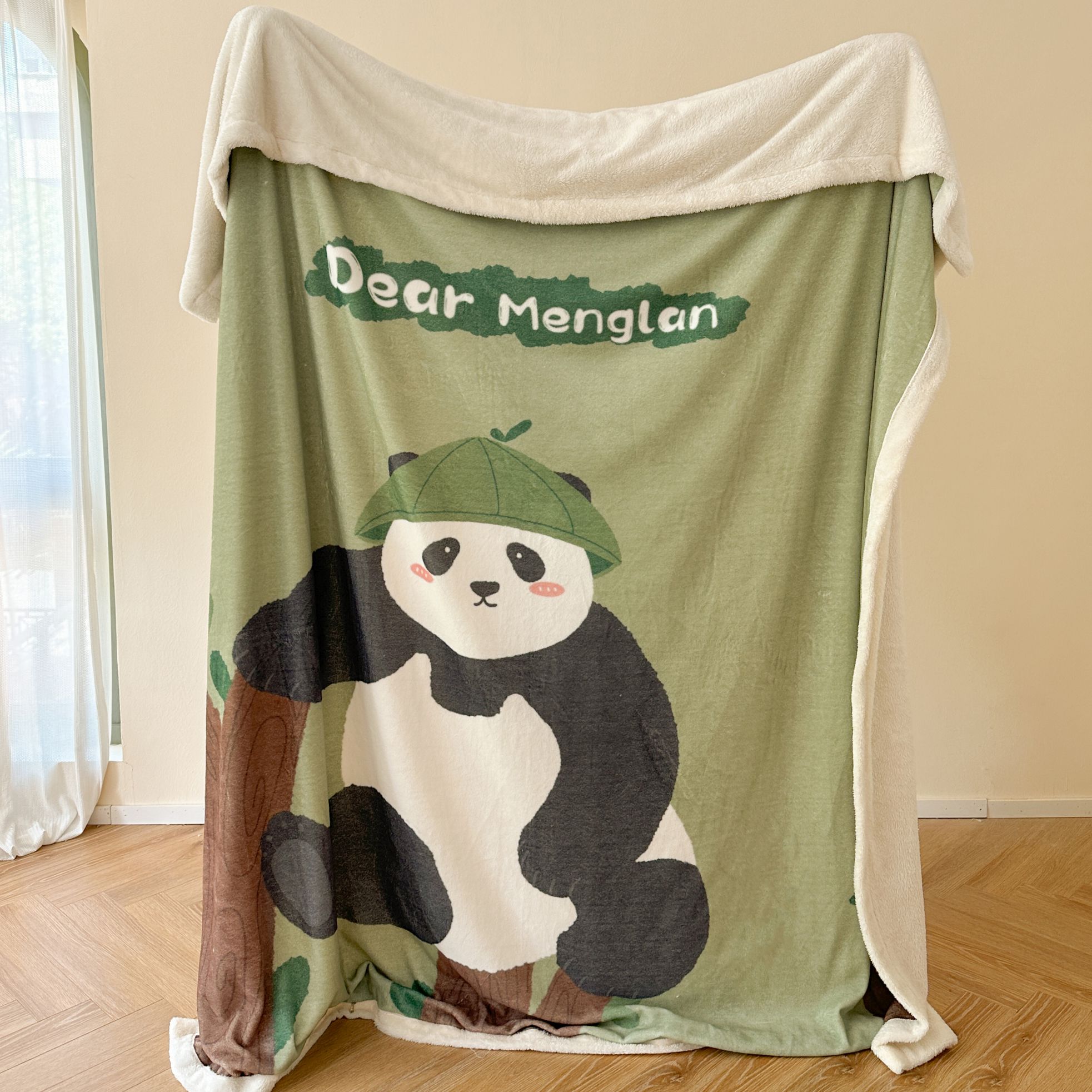 2023新款北极绒毛毯拉链款-卡通款 200x230cm拉链单毛毯 酷酷熊猫