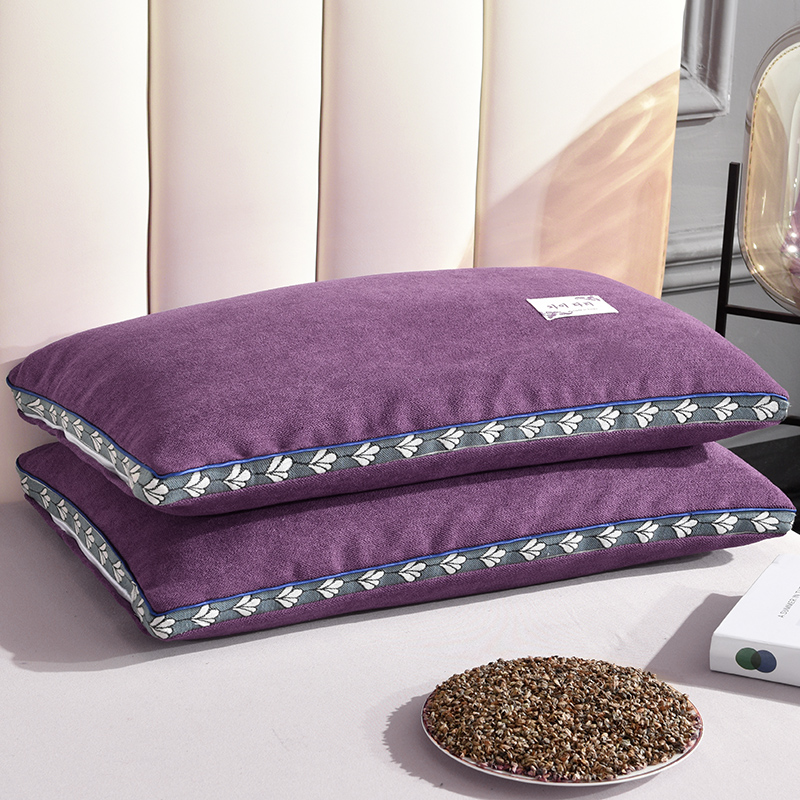 2022新款麻绒枕头荞麦皮枕芯荞麦壳枕头芯风格二 麻绒紫色35*55cm